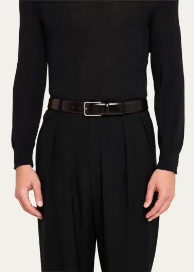 Santoni Men's Smooth Calfskin Belt | Thumbnail 2
