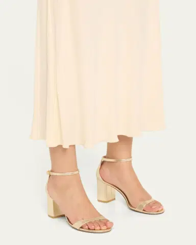 Stuart Weitzman Nudist II Leather Ankle-Strap Sandals | Thumbnail 2