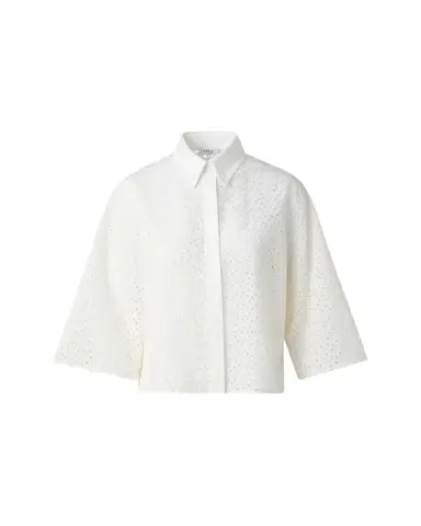 Akris punto Eyelet Three-Quarter Sleeve Poplin Blouse | Thumbnail 1