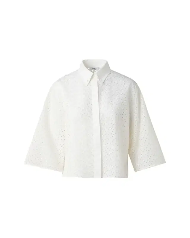 Eyelet Three-Quarter Sleeve Poplin Blouse