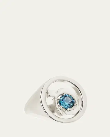 Procaccia Jewelry 18K Gold Hebrew MEM Initial Signet Ring | Thumbnail 4