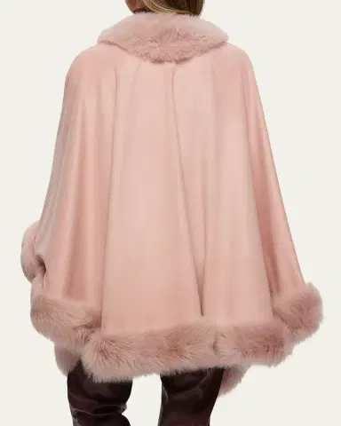 Gorski Cashmere Cape with Toscana Shearling Lamb Trim | Thumbnail 3