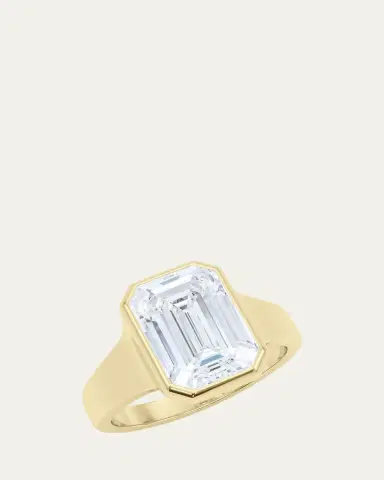 HauteCarat 18K Emerald Cut Lab Grown Diamond Cigar Bezel Ring, 3.0tcw | Thumbnail 2 HauteCarat 18K Emerald Cut Lab Grown Diamond Cigar Bezel Ring, 3.0tcw | Thumbnail 2