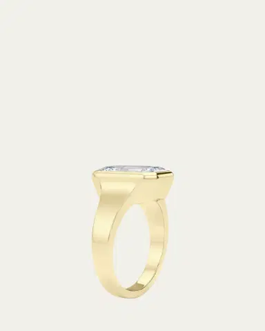 HauteCarat 18K Emerald Cut Lab Grown Diamond Cigar Bezel Ring, 3.0tcw | Thumbnail 3 HauteCarat 18K Emerald Cut Lab Grown Diamond Cigar Bezel Ring, 3.0tcw | Thumbnail 3