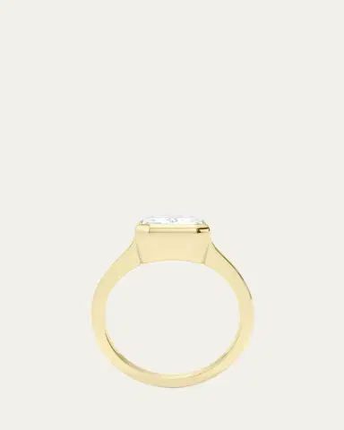 HauteCarat 18K Emerald Cut Lab Grown Diamond Cigar Bezel Ring, 3.0tcw | Thumbnail 4 HauteCarat 18K Emerald Cut Lab Grown Diamond Cigar Bezel Ring, 3.0tcw | Thumbnail 4