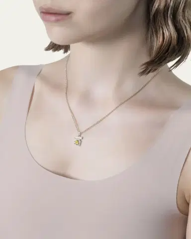 Procaccia Jewelry 18K Gold Hebrew DALET Yellow Sapphire Initial Necklace, 18"L | Thumbnail 2 Procaccia Jewelry 18K Gold Hebrew DALET Yellow Sapphire Initial Necklace, 18"L | Thumbnail 2