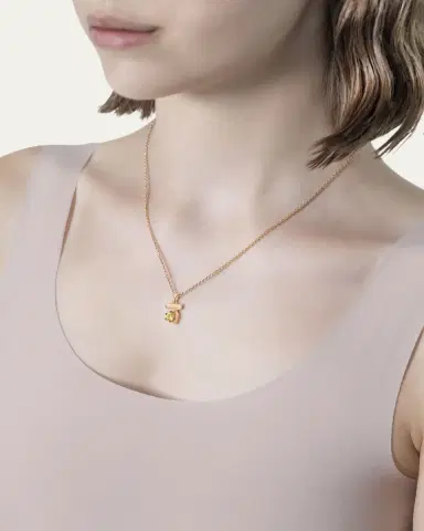 Procaccia Jewelry 18K Gold Hebrew DALET Yellow Sapphire Initial Necklace, 18"L | Thumbnail 5 Procaccia Jewelry 18K Gold Hebrew DALET Yellow Sapphire Initial Necklace, 18"L | Thumbnail 5