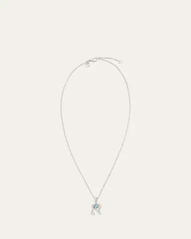 Procaccia Jewelry 18K Gold Hebrew ALEF Aquamarine Initial Necklace, 18"L | Thumbnail 3 Procaccia Jewelry 18K Gold Hebrew ALEF Aquamarine Initial Necklace, 18"L | Thumbnail 3