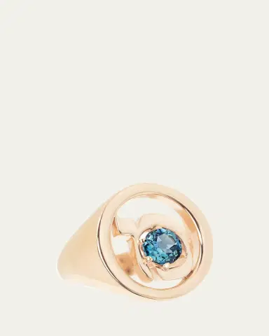 Procaccia Jewelry 18K Gold Hebrew MEM Initial Signet Ring | Thumbnail 4