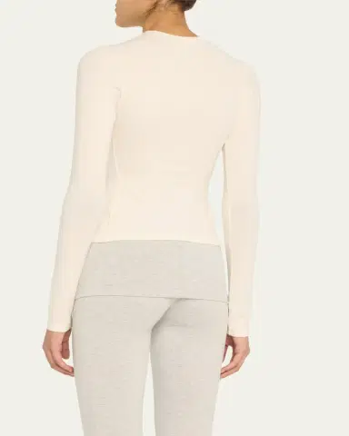 Skims Cotton Jersey Long-Sleeve Crewneck T-Shirt | Thumbnail 3