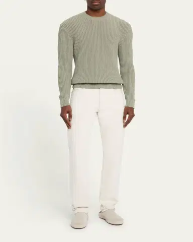 Bergdorf Goodman Men's Wide Rib Cotton Crewneck Sweater | Thumbnail 2