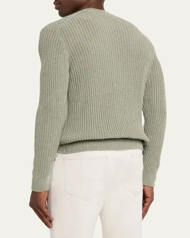 Bergdorf Goodman Men's Wide Rib Cotton Crewneck Sweater | Thumbnail 3