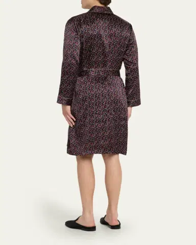 Zimmerli Men's Leaf-Print Silk Robe | Thumbnail 3 Zimmerli Men's Leaf-Print Silk Robe | Thumbnail 3