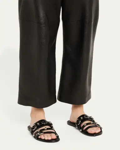Balenciaga City Leather Triple-Band Slide Sandals | Thumbnail 2