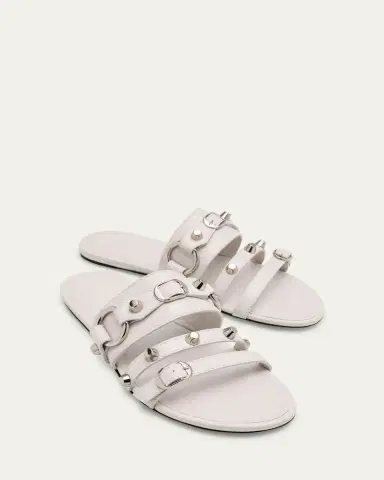 Balenciaga City Leather Triple-Band Slide Sandals | Thumbnail 7