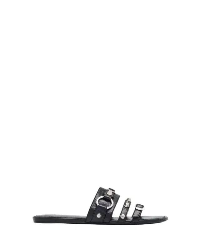 City Leather Triple-Band Slide Sandals