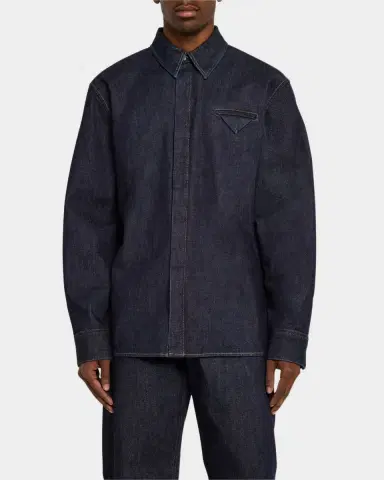 Bottega Veneta Men's Soft Denim Button-Down Shirt | Thumbnail 3 Bottega Veneta Men's Soft Denim Button-Down Shirt | Thumbnail 3