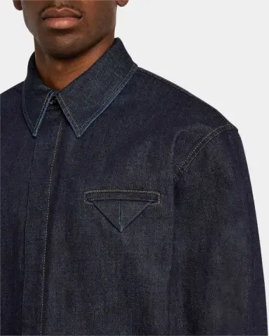 Bottega Veneta Men's Soft Denim Button-Down Shirt | Thumbnail 4 Bottega Veneta Men's Soft Denim Button-Down Shirt | Thumbnail 4