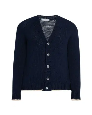 Bergdorf Goodman Men's Cotton Contrast-Trim Cardigan | Thumbnail 1