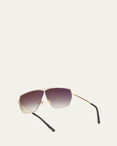TOM FORD Stella Aviator Square Metal Sunglasses | Thumbnail 4