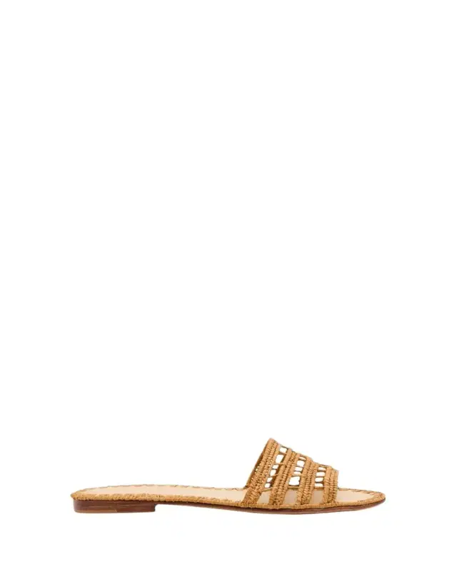 Alana Raffia Flat Slide Sandals