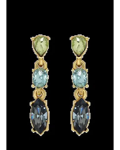 Oscar de la Renta Crystal Three-Drop Earrings | Thumbnail 2