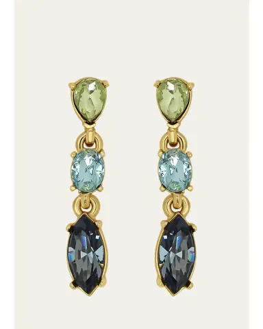 Oscar de la Renta Crystal Three-Drop Earrings | Thumbnail 1