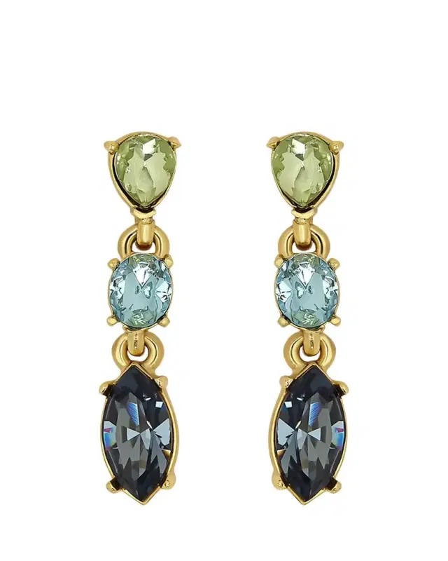 Oscar de la Renta Crystal Three-Drop Earrings