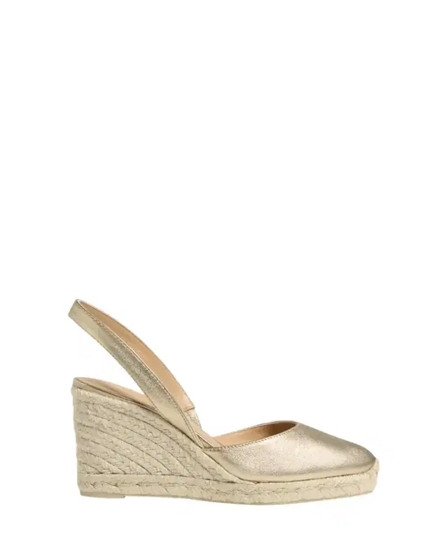 Castaner Carissa Metallic Leather Wedge Espadrilles