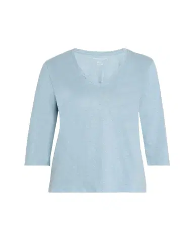 Majestic V-Neck Stretch Linen Tee | Thumbnail 1
