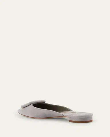 Manolo Blahnik Maysale Suede Buckle Ballerina Mules | Thumbnail 2