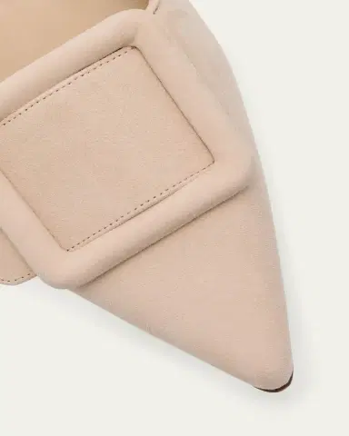 Manolo Blahnik Maysale Suede Buckle Ballerina Mules | Thumbnail 6