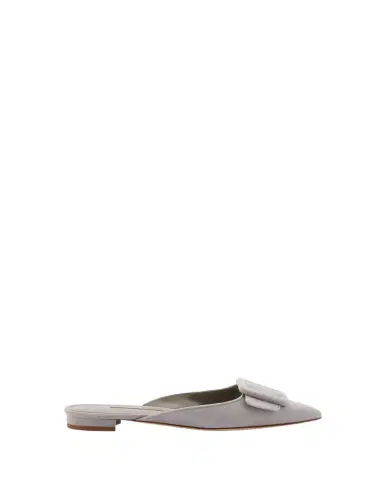 Manolo Blahnik Maysale Suede Buckle Ballerina Mules | Thumbnail 1
