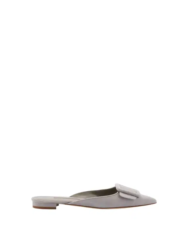 Maysale Suede Buckle Ballerina Mules