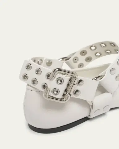 Alaïa Leather Grommet Harness Ballerina Flats | Thumbnail 3