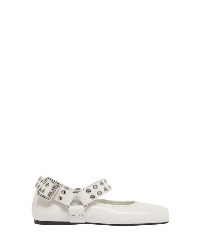 ALAÏA Leather Grommet Harness Ballerina Flats