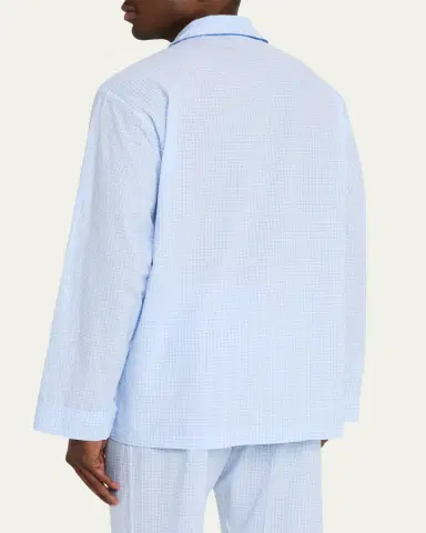 Bergdorf Goodman Men's Cali Cotton Gingham Long Pajama Set | Thumbnail 3 Bergdorf Goodman Men's Cali Cotton Gingham Long Pajama Set | Thumbnail 3