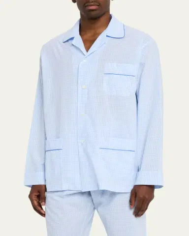 Bergdorf Goodman Men's Cali Cotton Gingham Long Pajama Set | Thumbnail 4 Bergdorf Goodman Men's Cali Cotton Gingham Long Pajama Set | Thumbnail 4