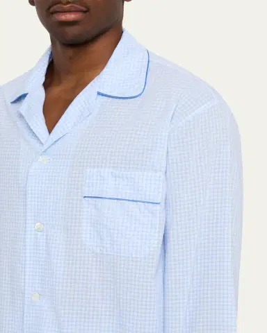 Bergdorf Goodman Men's Cali Cotton Gingham Long Pajama Set | Thumbnail 5 Bergdorf Goodman Men's Cali Cotton Gingham Long Pajama Set | Thumbnail 5