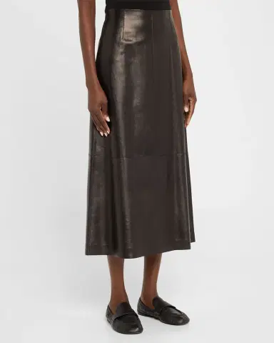 Lafayette 148 New York A-Line Leather Midi Skirt | Thumbnail 3 Lafayette 148 New York A-Line Leather Midi Skirt | Thumbnail 3