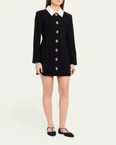 Cinq à Sept Sheryl Tailored Crystal-Button Mini Dress | Thumbnail 4