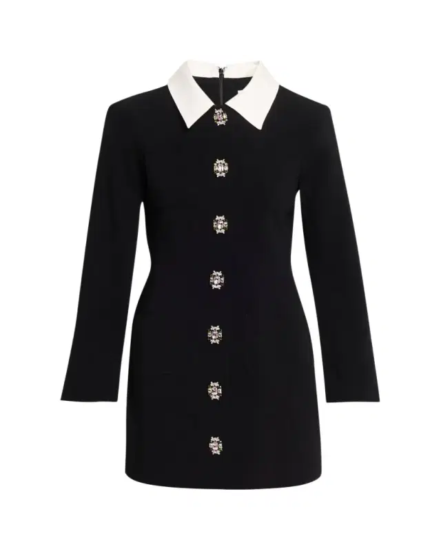 Cinq a Sept Sheryl Tailored Crystal-Button Mini Dress