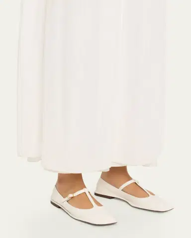 THE ROW Leather T-Strap Ballerina Flats | Thumbnail 2