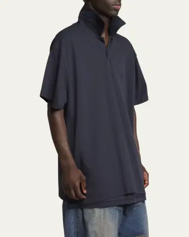 Balenciaga Men's Oversized Double-Layer Polo Shirt | Thumbnail 4 Balenciaga Men's Oversized Double-Layer Polo Shirt | Thumbnail 4