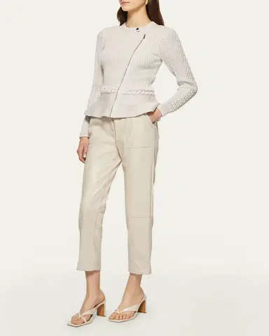 Simkhai Andi Mixed-Knit Cotton Peplum Jacket | Thumbnail 2 Simkhai Andi Mixed-Knit Cotton Peplum Jacket | Thumbnail 2