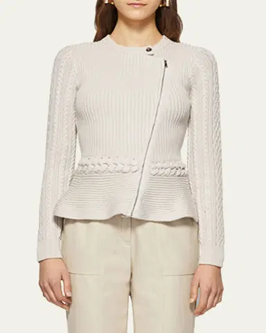 Simkhai Andi Mixed-Knit Cotton Peplum Jacket | Thumbnail 4 Simkhai Andi Mixed-Knit Cotton Peplum Jacket | Thumbnail 4