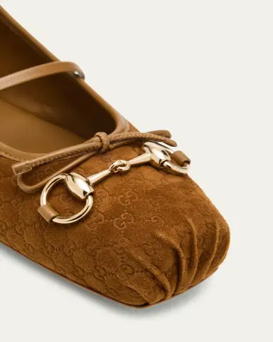 Gucci GG Suede Horsebit Mary Jane Ballerina Flats | Thumbnail 5 Gucci GG Suede Horsebit Mary Jane Ballerina Flats | Thumbnail 5