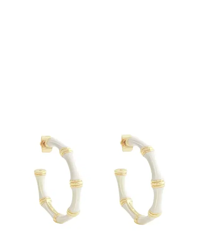 Bamboo Enameled Hoop Earrings