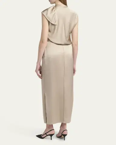 Giorgio Armani Long Cowl-Neck Double Satin Dress | Thumbnail 3