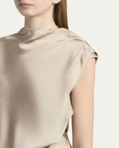 Giorgio Armani Long Cowl-Neck Double Satin Dress | Thumbnail 5